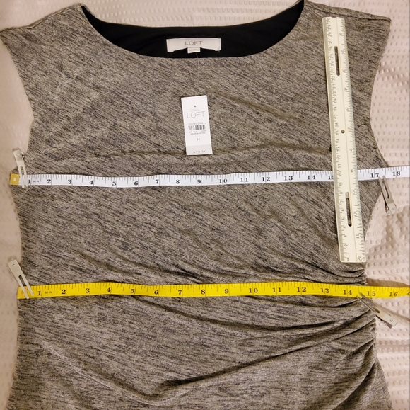 NWT! Ann Taylor Loft Gold Heather Ruched Sheath Sleeveless Dress Size M - Picture 4 of 10